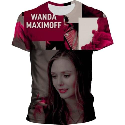 2021 New Fashion Marvel The Avengers Wanda Retro T-Shirt Funny Scarlet Witch Graphic Tee Wanda Vision Retro Shirt Hipster Tops