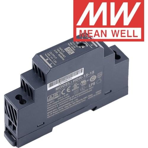 Original Mean Well HDR-15-15 DC 15V 1A 15W meanwell Ultra Slim Step Shape DIN Rail Power Supply