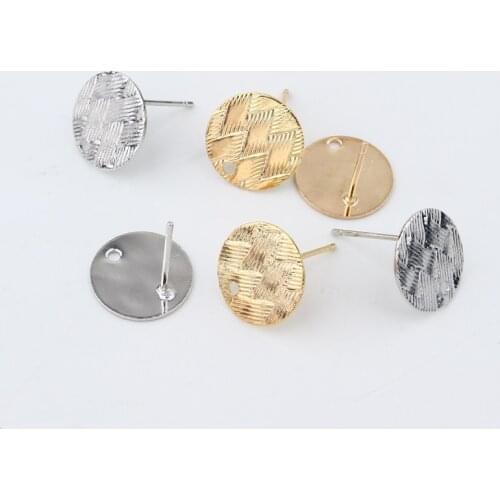 10pcs/lot 12mm Gold Earring Base Findings Diy Round Earrings Making Accessories Ear Pins For Fashion Earrings