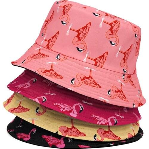 2021 Luxury Flamingo Print Men Women Bucket Hat Summer Hip Hop Gorros Fishing Fisherman Hat Panama Cap