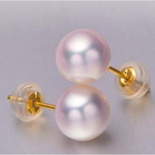 Pair of 10-11mm round south sea white pearl earring 18k
