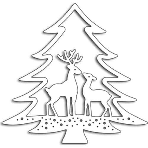 Christmas Tree Moose Die Metal Cutting Die Stencil for DIY Scrapbooking Album Embossing Paper Cards Decorative Craft Template