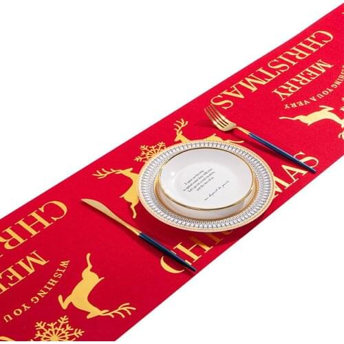 Christmas Table Runner Non-slip Cotton Table Cloth Decor Party Wedding Desk Cover Wedding Picnic Cloth Supplies 28x275c