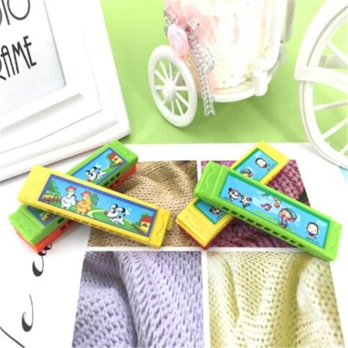 Random Color Kids Cute Flower Wood Plastic 10Holes Harmonica Toy Fun Double Row Musical Early Educational Toy