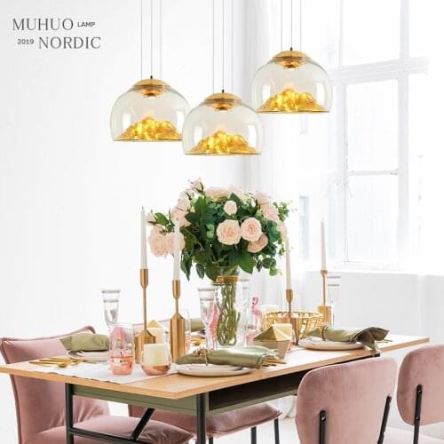 Modern iron pendant light Northern Europe creative milky white glass lampshade restaurant peach branches hanging lamp