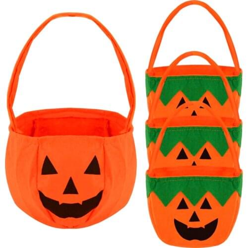 Trick Or Treat Halloween Pumpkin Candy Bags Kids Favor Portable Candy Handbag For Home Halloween Decor Props Gifts Packing Pouch