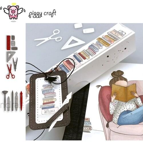 Piggy Craft metal cutting dies cut die mold Scissors ruler pen brush Scrapbook paper craft knife mould blade punch stencils dies