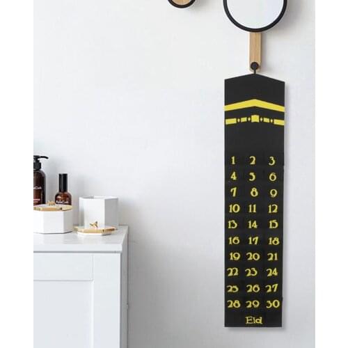 Ramadan Decoration for Home Eid Mubarak Felt Calendar Mubarak hanging Countdown Calendar For Ornament Home UY8