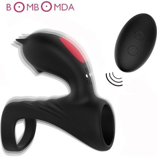 Remote Control Penis Vibrating Ring Double Penetration Strapon Dildo Vibrators G Spot Vibrator Sex Toys for Men Delayed Cockring