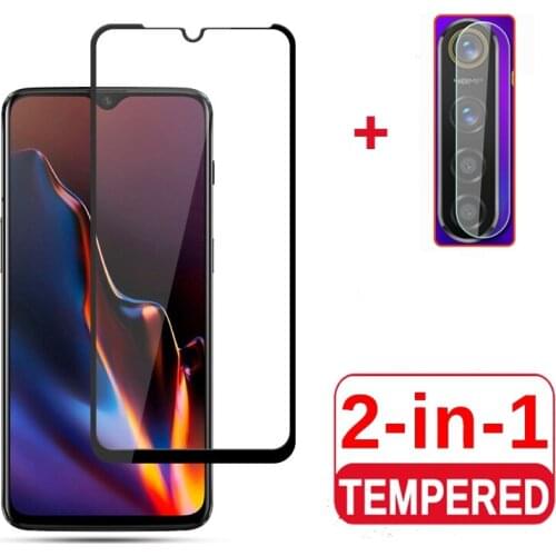 Tempered Glass For OPPO A5S Realme 5 3 XT X2 X C2 Pro Full Coverage Full Glue Screen Protector Glass Film + Lens Film