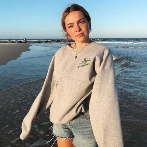 2021 Spring New Retro Style Pocket Print Women Grey Hoodies Plus Size Cotton Warm Thick Pullover Long Sleeve Casual Sweatshirts