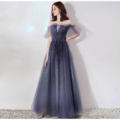 Women' S Fairy Sequin Elegant Evening Dress Noble Lady Dream Starry Sky Slim Student Girl Birthday Party Prom Dress Skirt A229