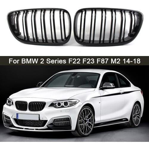 1 Pair Car Front Bumper Kidney Grill Grilles Double Line Sport Grills For BMW 2 Series F22 F23 F87 M2 Car Styling Accessories
