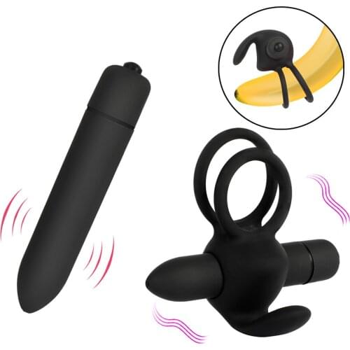 10 Mode Vibration Male Penis Cock Vibrator Ring Penis Erect Lasting Bullet Vibrator Clitoris Stimulator Tongue Vibrator Sex Toy