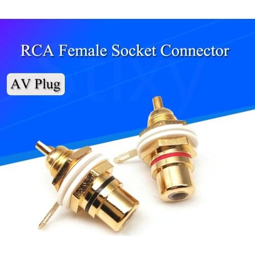 10pcs/lot Panel Mount Gold Plated RCA Female Plug Jack Audio Socket Amplifier Chassis Phono Connector With Nut Solder Cup