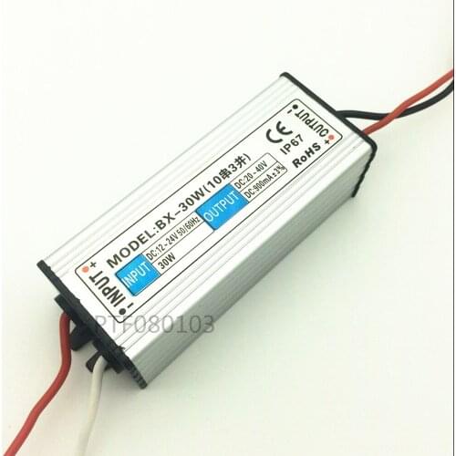 2 pcs DC 12-24V 30w waterproof LED Driver Waterproof IP67 Output DC 20-40V 900 mA Power Supply For LED light