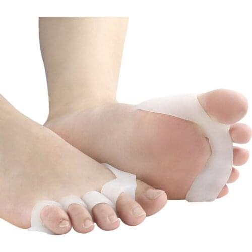 2pcs Silicone Gel Feet Fingers 5-Hole Toe Separator Thumb Valgus Protector Bunion Adjuster Hallux Valgus Guard Foot Care Tool