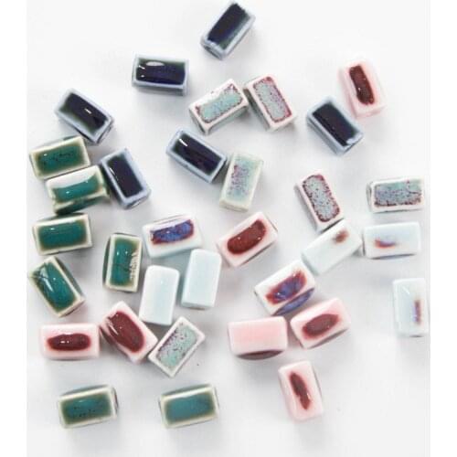 20 PCS 13x8mm Rectangle Ceramic Beads Diy Porcelain Spacer Beads Handmade Accessories For Jewelry Making
