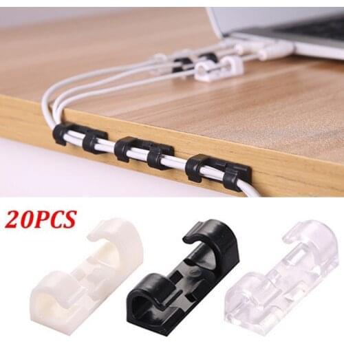 20Pcs Self Stick Wire Organizer Line Cable Buckle Clip Clamp Table Wall Fixer Fastener Holder Data Telephone USB Charging Clip