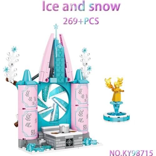 269PCS KAIZHI 98715 Ice and snow Assembled building blocks princess girl heart color matching toy Ice castle building model gift