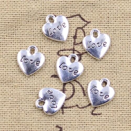 30pcs Charms Heart With Love 11x10mm Antique Silver Color Pendants Making DIY Handmade Tibetan Finding Jewelry