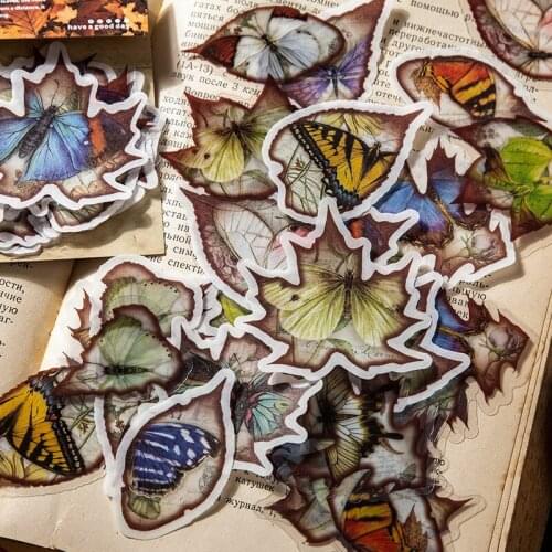 45pcs / autumn leaf watercolor retro leaf decoration sticker DIY notebook planner diary photo album PVC stationery sticker