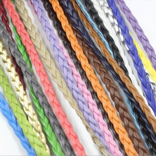 5 meters Colorful PU Leather Bracelet Findings 5mm flat Leather Cord String Rope DIY Necklace Bracelet Making