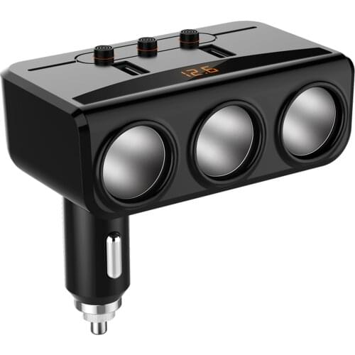 12/24V 80W Dual USB Car Automotive Charger Adapter 3 Socket Cigarette Lighter Splitter Power Outlet Socket for GPS Phone Tablet