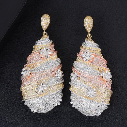 Brand Luxury Waterdrop Dangle Earrings Pendant Earrings pave full Cubic Zirconia Inlaid Drop Earrings Fashion Jewelry For Women