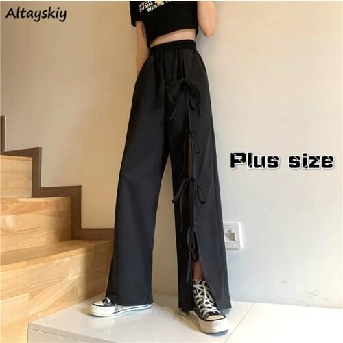 Pants Women Asymmetrical Oversize Solid Design Bandage Cool Streetwear Korean Style Ladies Chic Personality Comfortable Ins New