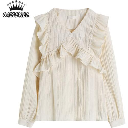 Женские рубашки с рюшами CAIJEWEL China At AliExpress