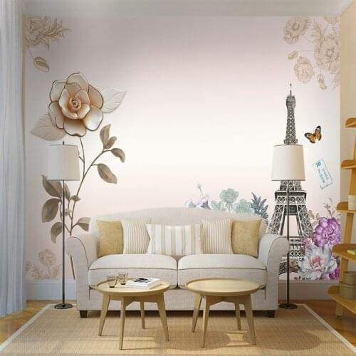 Decorative wallpaper Fashionable 3D flower tower background wall