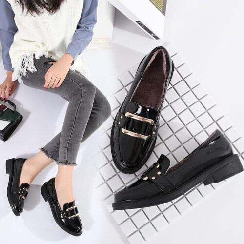 Glitter Buckle espadrilles shoes european brand woman oxford loafers winter flats leather shoes ladies office creepers moccasins