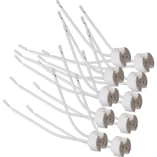 AC 250V 100W MR16 MR11 GU5.3 Halogen LED Bulbs Holder Base Socket Wire Connector 9cm Cable Pack of 10