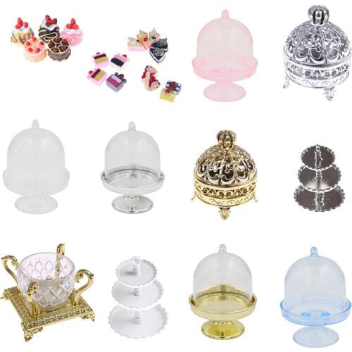 Hot sale 1/5pcs 3D Miniature Food DIY Craft For Dollhouse Mini Dessert Pan Cake Stand Fruit Tray and mini cake Doll Kitchen Toy