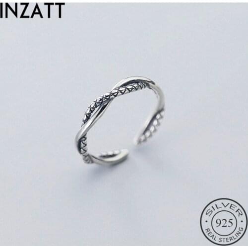 INZATT Real 925 Sterling Silver Vintage Geometric Adjustable Ring For Women Party Fine Jewelry Minimalist Accessories Gift