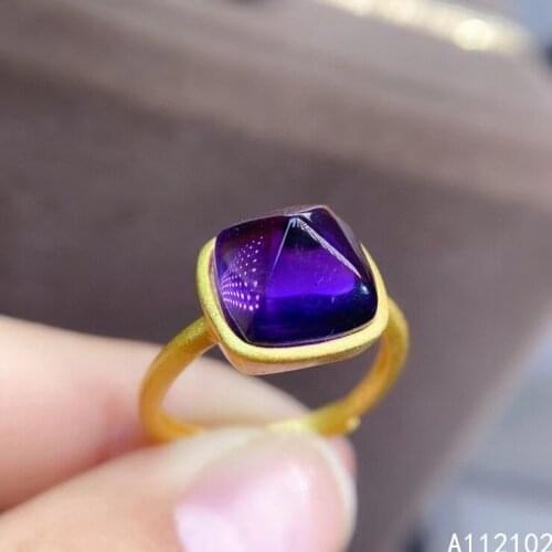 KJJEAXCMY fine jewelry 925 sterling silver inlaid natural Amethyst lovely girl new ring support test Chinese style