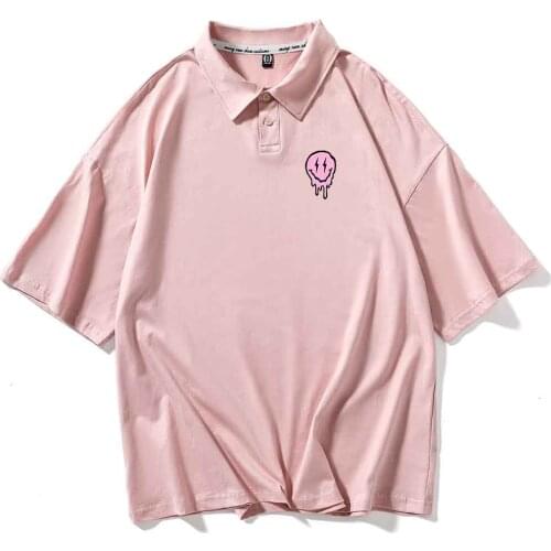 Korean Fashion Men Polo T Shirt for Men Short Sleeve Polo Top Interesting Print Streetwear Fashion Summer Cotton T Shirt Male