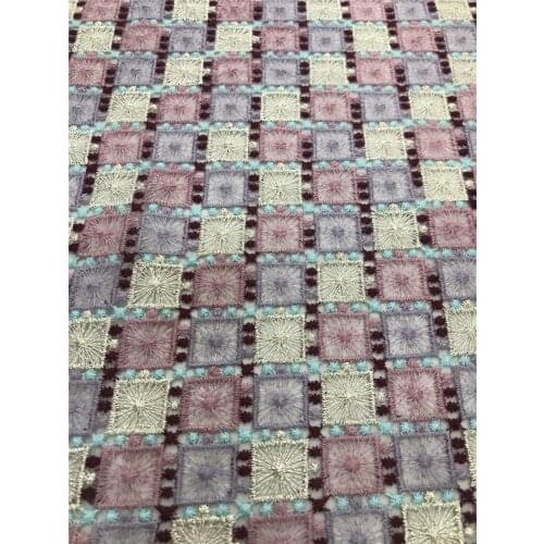 Hot-selling exquisite and hot-melt multicolor checkered embroidery, African lace fabric, suitable for fashionable ladies' skirts