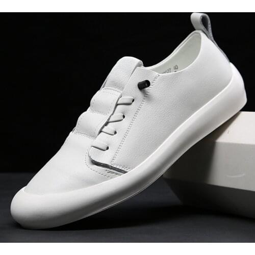 Mens casual leather shoes, small white leather shoes, light, soft and comfortable summer casual shoes