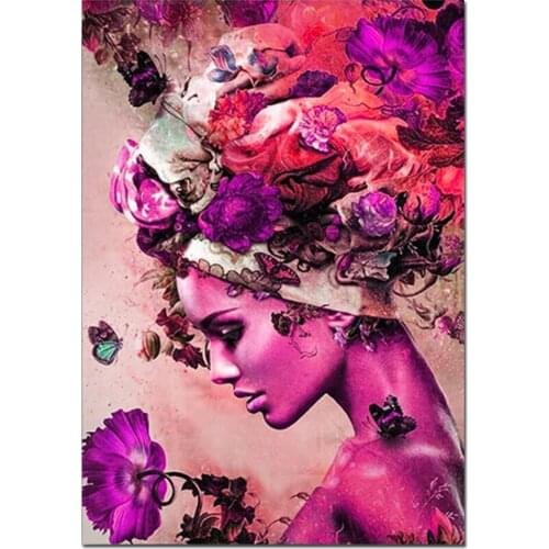 Round Diamond Painting Flower Africa Woman Custom Photo Full Diamond Portrait Diamond Embroidery Mosaic Cross Stitch Home Gift