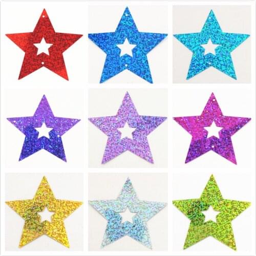 20pcs/lot 70mm Colors Hollow Five-Pointed sequins pendant Paillettes DIY Wedding Party Decoration nails Lentejuelas accessories