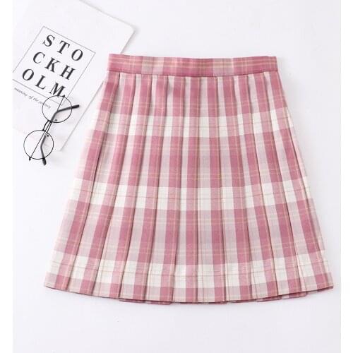 Raspberry black tea color JK Pleated skirt 43cm summer thin skirts women cosplay Japanese schoolgirl