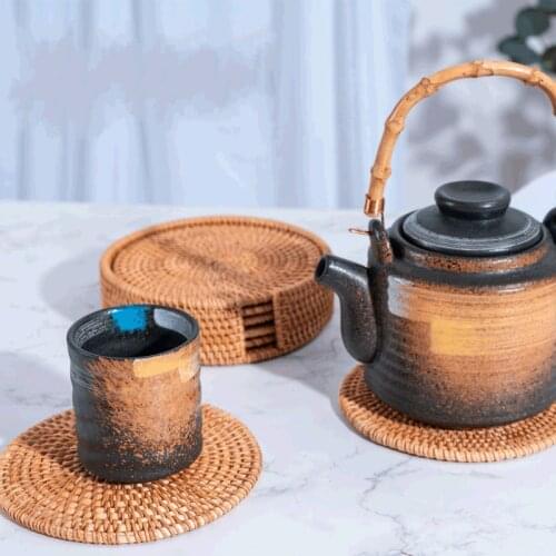 Tea Coasters, Hand-woven Heat-resistant Insulation Pads, Coasters, Round Rattan, Custom-made Table Mats, Desktop Coffee Tables
