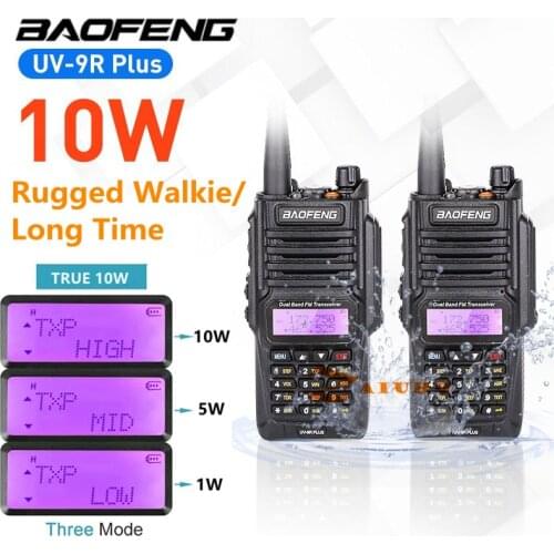 1or2pcs Baofeng 10W UV-9R Plus Waterproof Walkie Talkie UV9Rplus Dual Band Portable CB Ham Radios FM Transceiver Two Way Radio