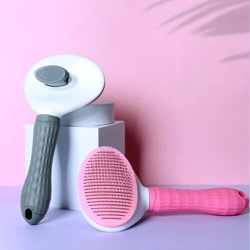 Pet Dog Self-Cleaning Comb Stainless Steel Dog And Cat Combing Brush One-Click Opening Knot And Hair Removal Massage Artifact