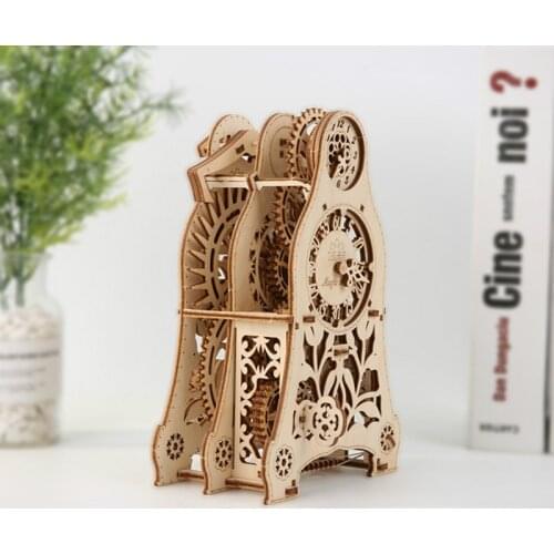 DIY Assembly 3D Puzzle Magic Pendulum Clock Toy Wooden Mechanical Transmission Kit Assembly Educational Toys Christmas Gifts