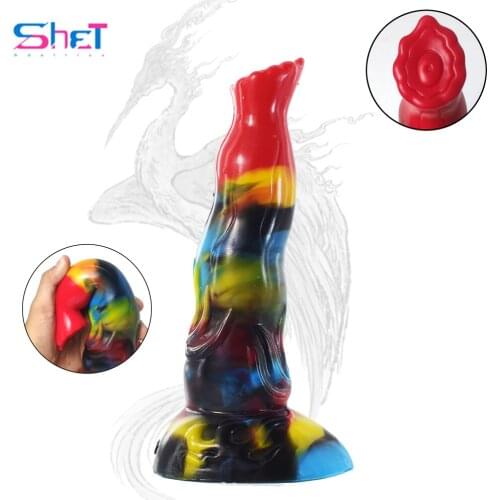 SHET Silicone Art Graffiti Dildo Sex Toys for Woman Erotic Design Flirting Female Masturbator Good for Adult Anal Plug
