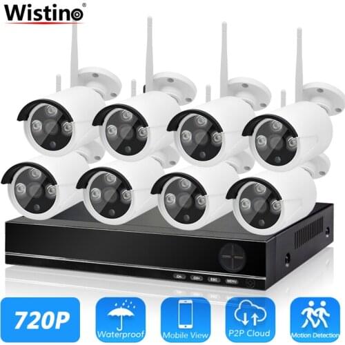 Wistino HD 720P Wifi NVR Kit 1MP Security IP Camera Outdoor 8CH Surveillance CCTV System Wireless Kits 8PCS Night Vision P2P