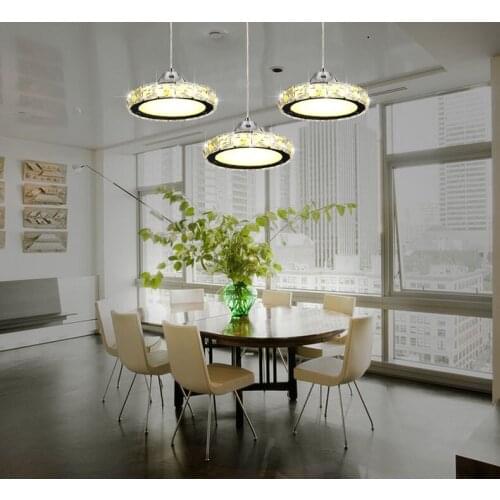 Ring LED minimalist European round pendant lamp three creative head table lamp crystal restaurant dining pendant light TA10173